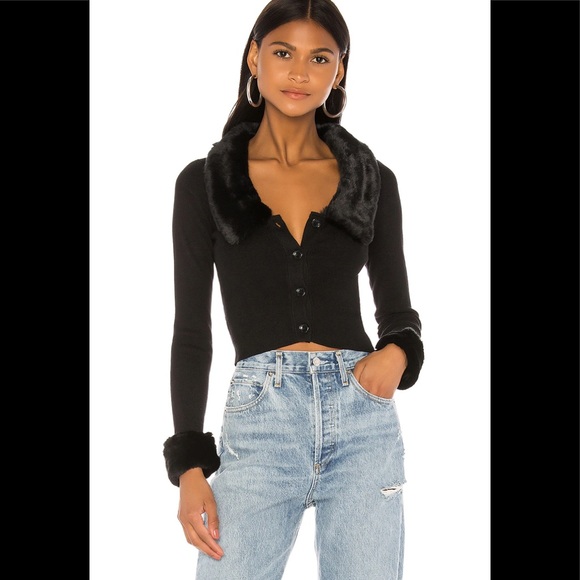 Superdown elaney faux fur trim cardigan XS - Picture 3 of 7